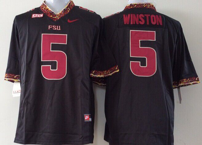 Men Florida State Seminoles FSU #5 Winston Black Nike 2025 NCAA Jersey